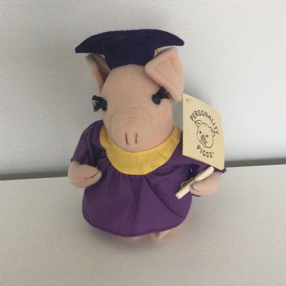 Graduation Graduate Plush Pig with Diploma